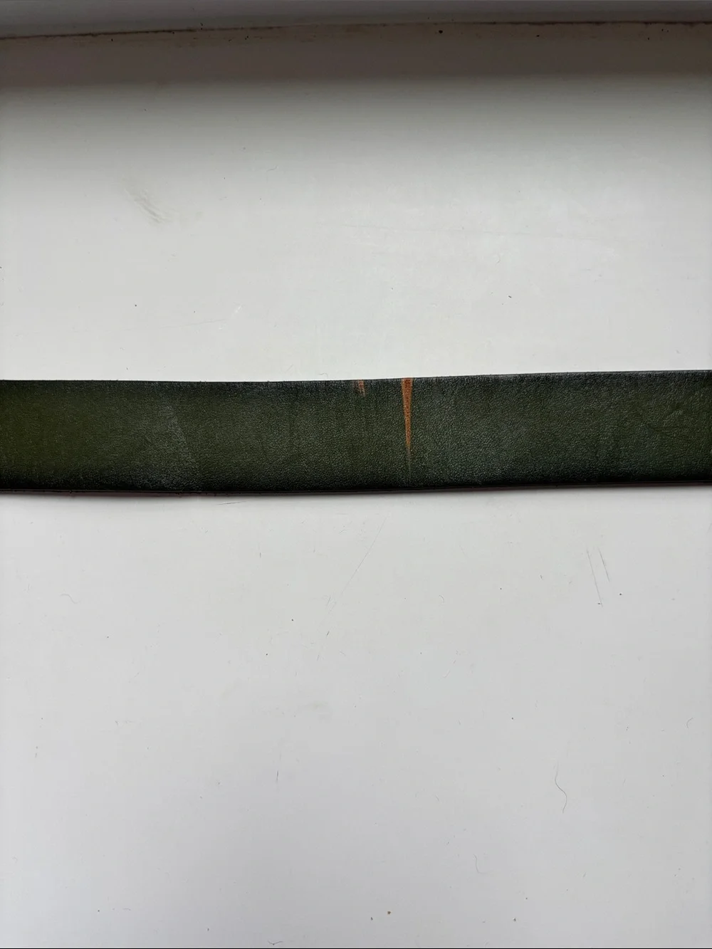 Men's Dark Green Leather Belt - Classic Double-Prong Design
